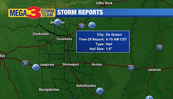 Storm Reports across the ArkLaTex on Wednesday